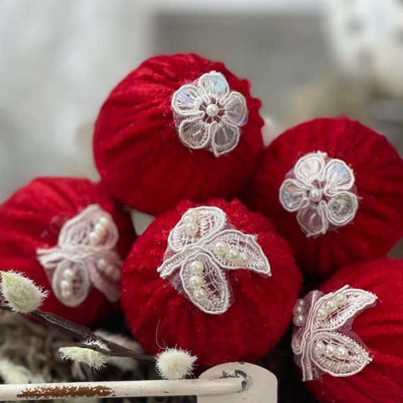 Velvet Set of 6 Easter Egg| Lipstick Red | Valentines Day Vase Filler| Photo - Picture 13 of 16